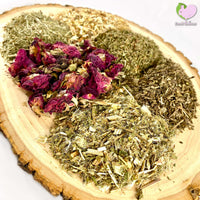 Forest Adventure Mix with Blessed Thistle, Horsetail (shavegrass), Plantain, Rosebuds, Strawberry, Willow Bark for rabbits, guinea pigs, chinchillas, hamsters, degus and gerbils.