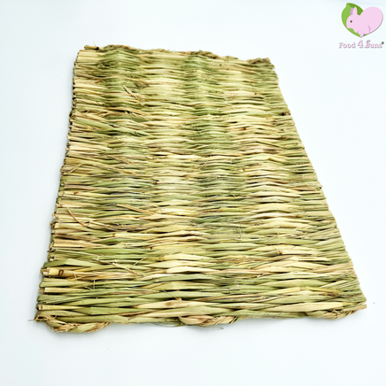 Woven straw mat on a white background with 'Food 4 Pets' logo.
