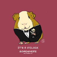 Guinea pig in tuxedo holding a martini glass "It's 5 o'clock somewhere"