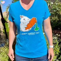 T shirt white bunny with carrot "I don't carrot all"